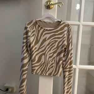 Stradivarius zebra print long sleeve tee